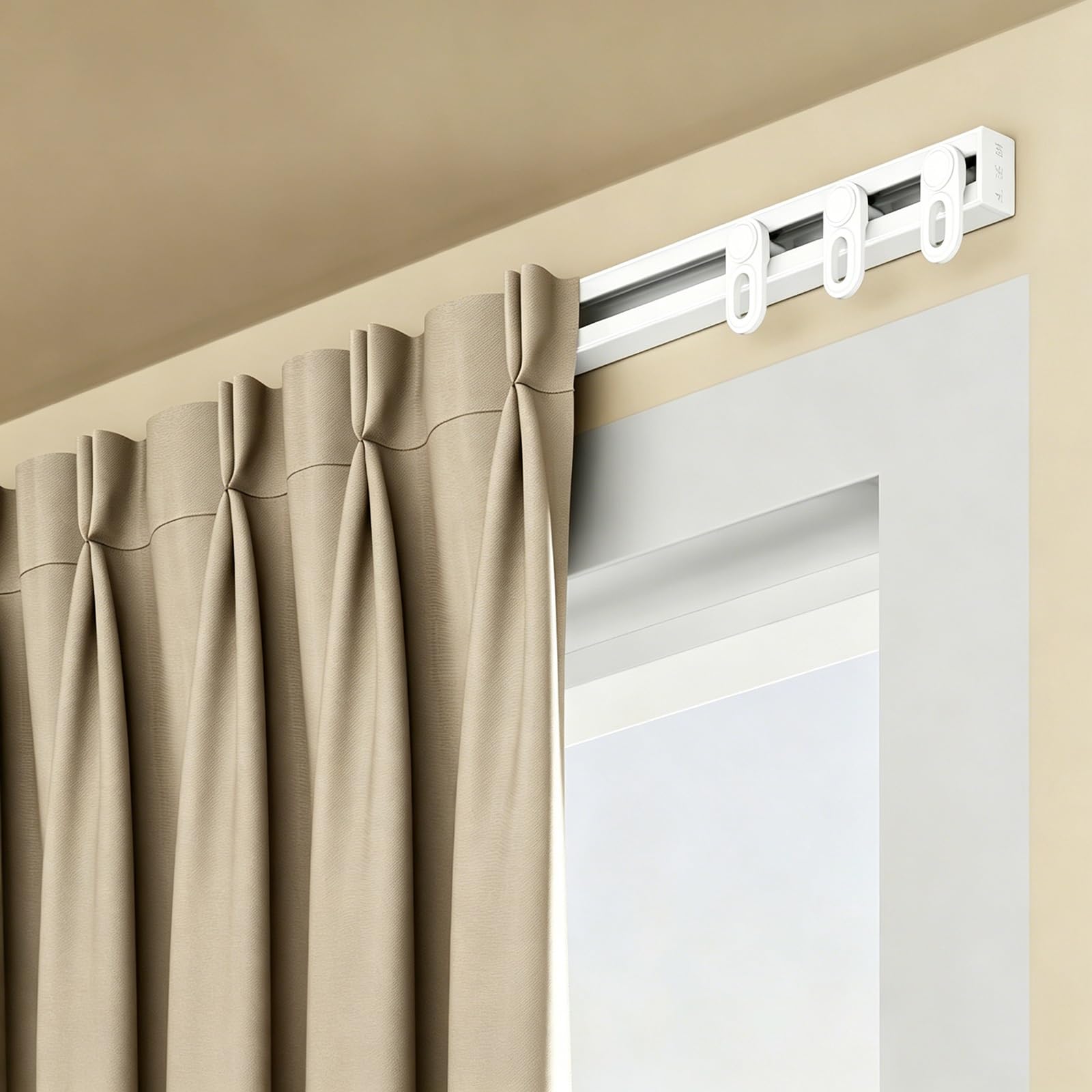 Rail À Rideau Simple En Aluminium, Tringle Silencieuse À Fixation Murale Latérale, Blanc Et Noir, Glisse Fluide Et Silencieuse Pour Salon, Appartement, Hôtel Et Décoration Intérieure