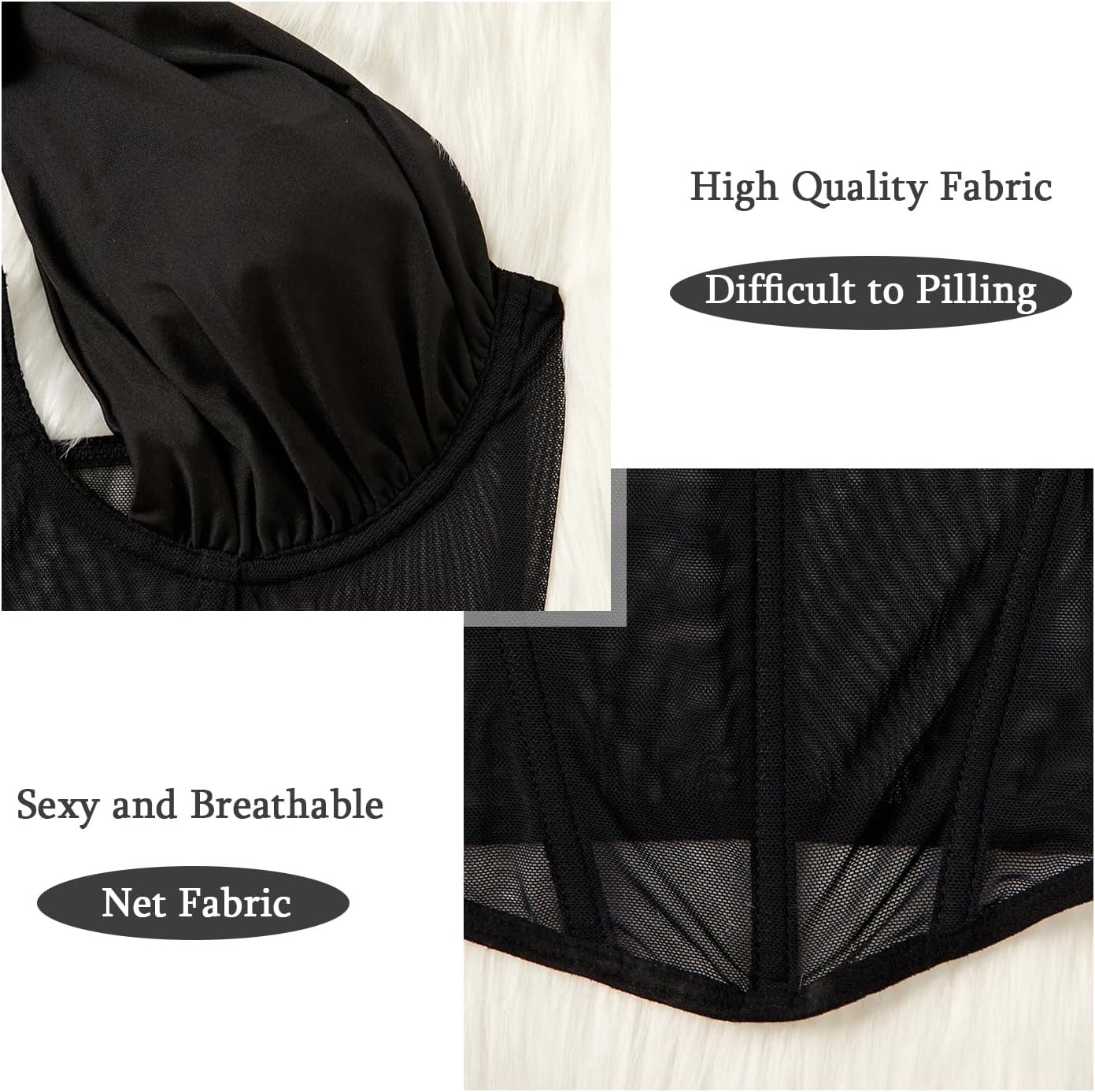 Sexy Cross Strappy Tank Tops for Women Adjustable Halter Neck Crop Top Hollow Out Mesh Splicing Lingerie for Festival Club - Image 4