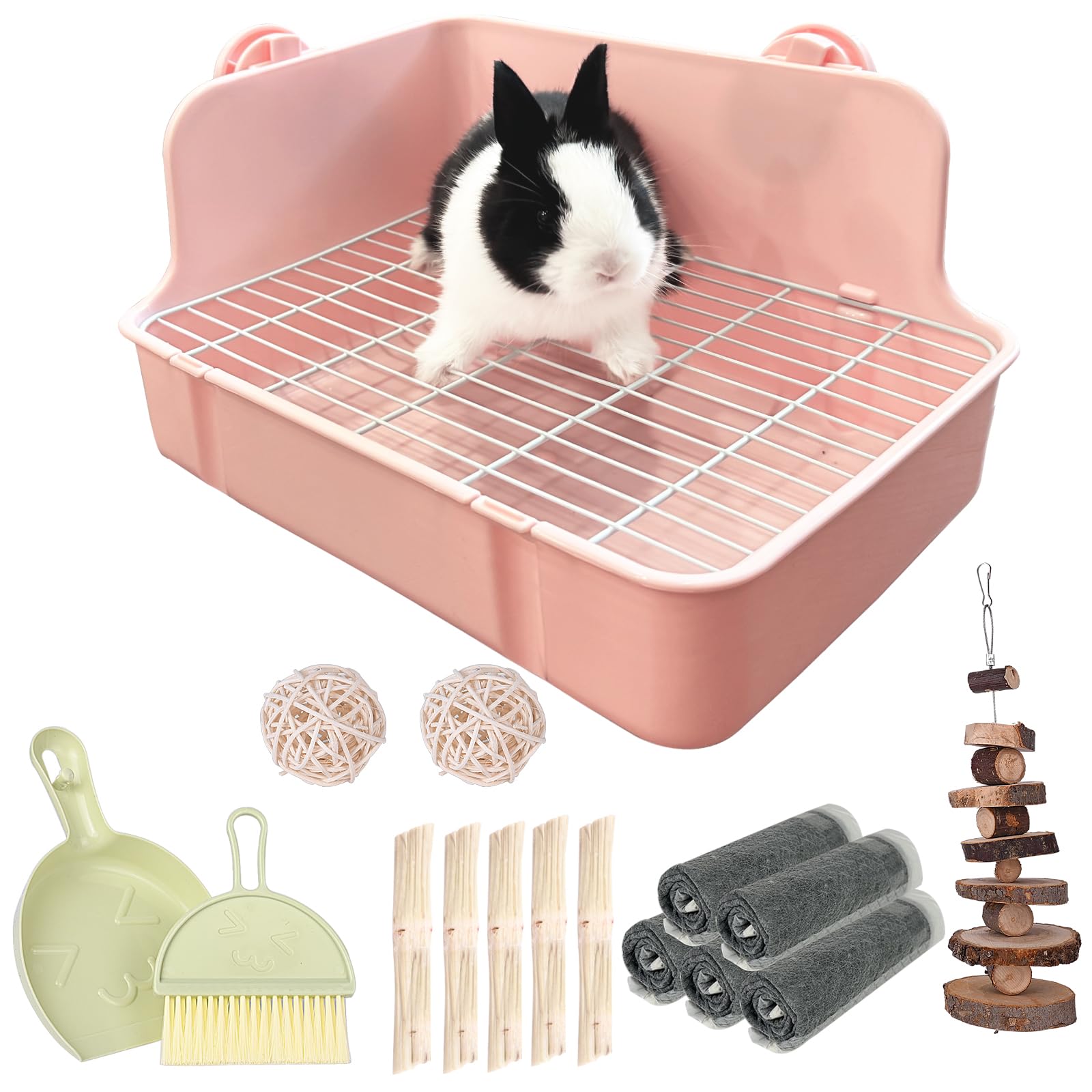 RUBYHOME Rabbit Litter Box Bunny Litter Box Guinea Pig Potty Trainer Corner Bedding Pet Potty Pan for Rabbit Guinea Pig Ferret Small Animal Cage