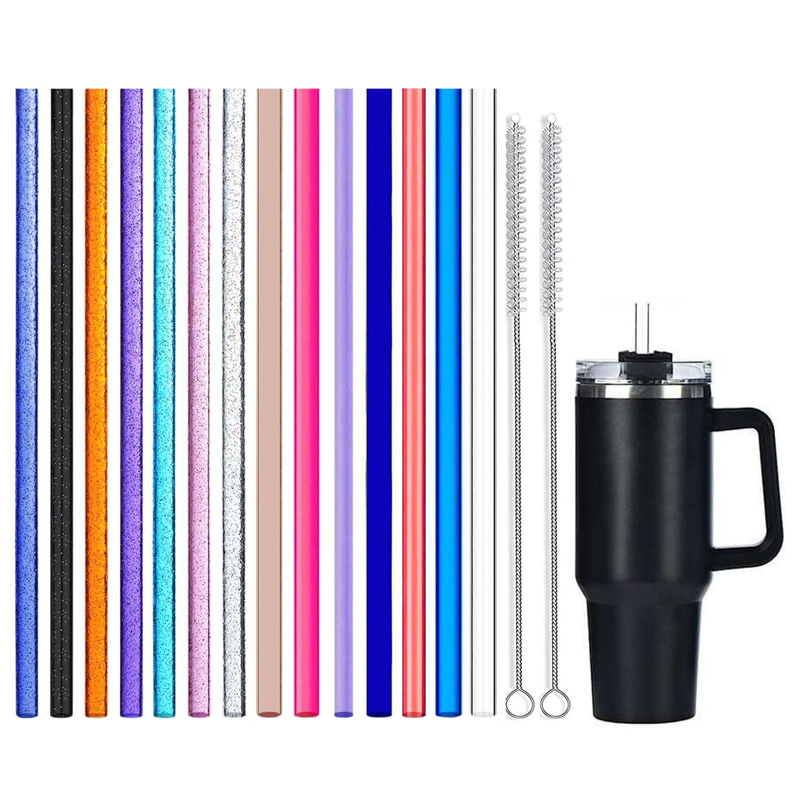 8 Cannucce Colorate Per Stanley Cup In Plastica Rigida – 30 Cm, Con Tappo E 2 Spazzole Per Pulizia, Riutilizzabili, Senza BPA - 2