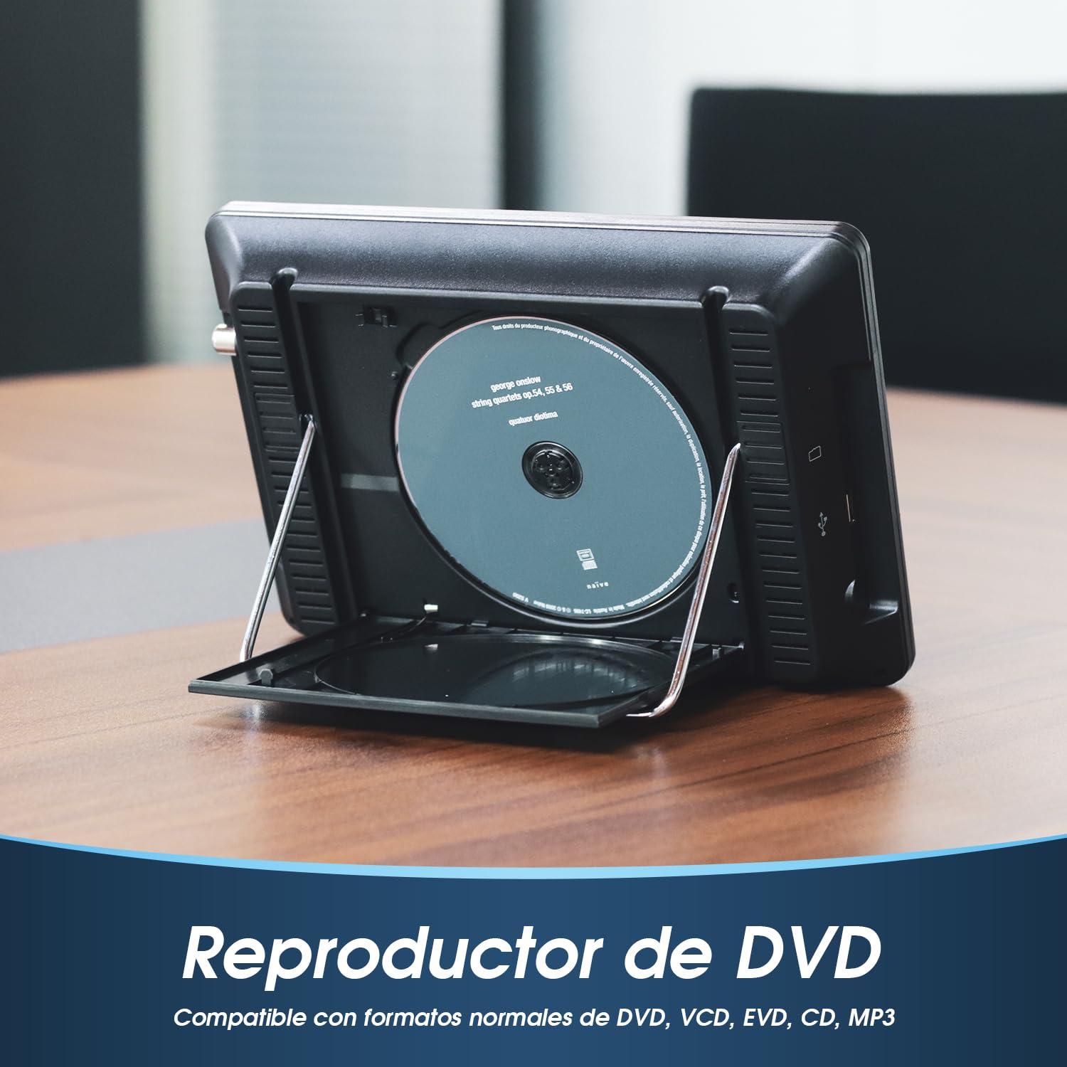 August DA383 Television Portatil 10 Pulgadas con Reproductor DVD Integrado, DVB-T2 HD Mini TV con TDT Batería Recargable,CD/DVD/USB/Tarjeta SD,HDMI, AV-Aux out Viajes Caravana y Casa