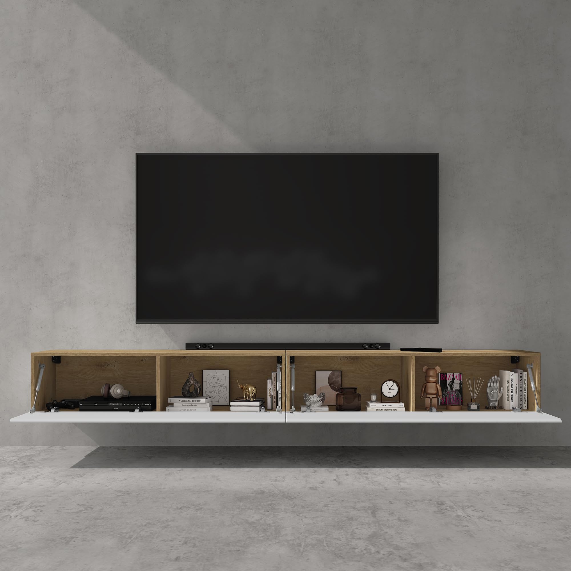 doporro Meuble TV Bas 240x40,2x30cm Armoire TV avec Portes