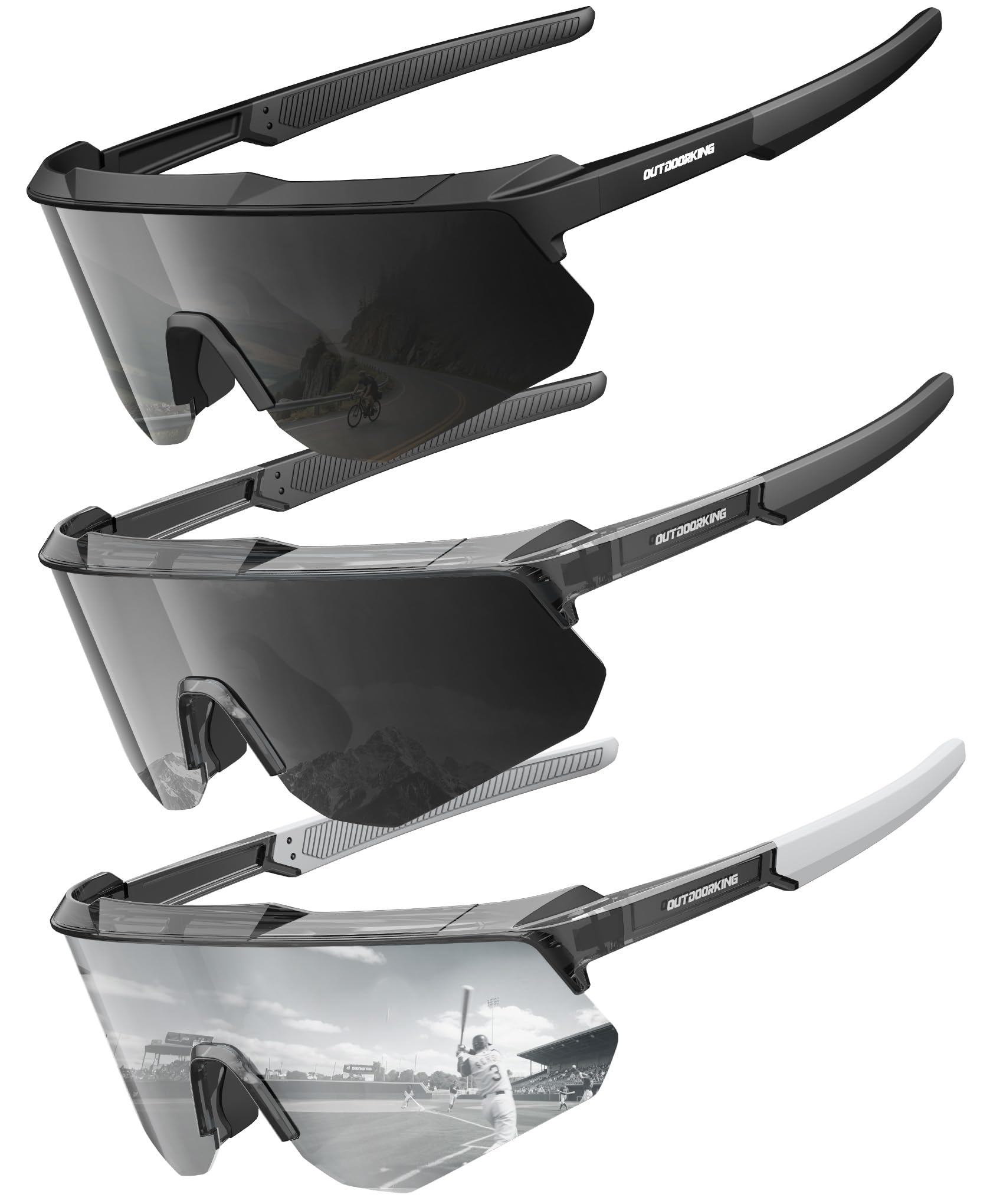 Polarized Sport Sunglasses Men Women Bike Sunglasses for Men Cycling UV Protection Driving Fishing 3 Packs