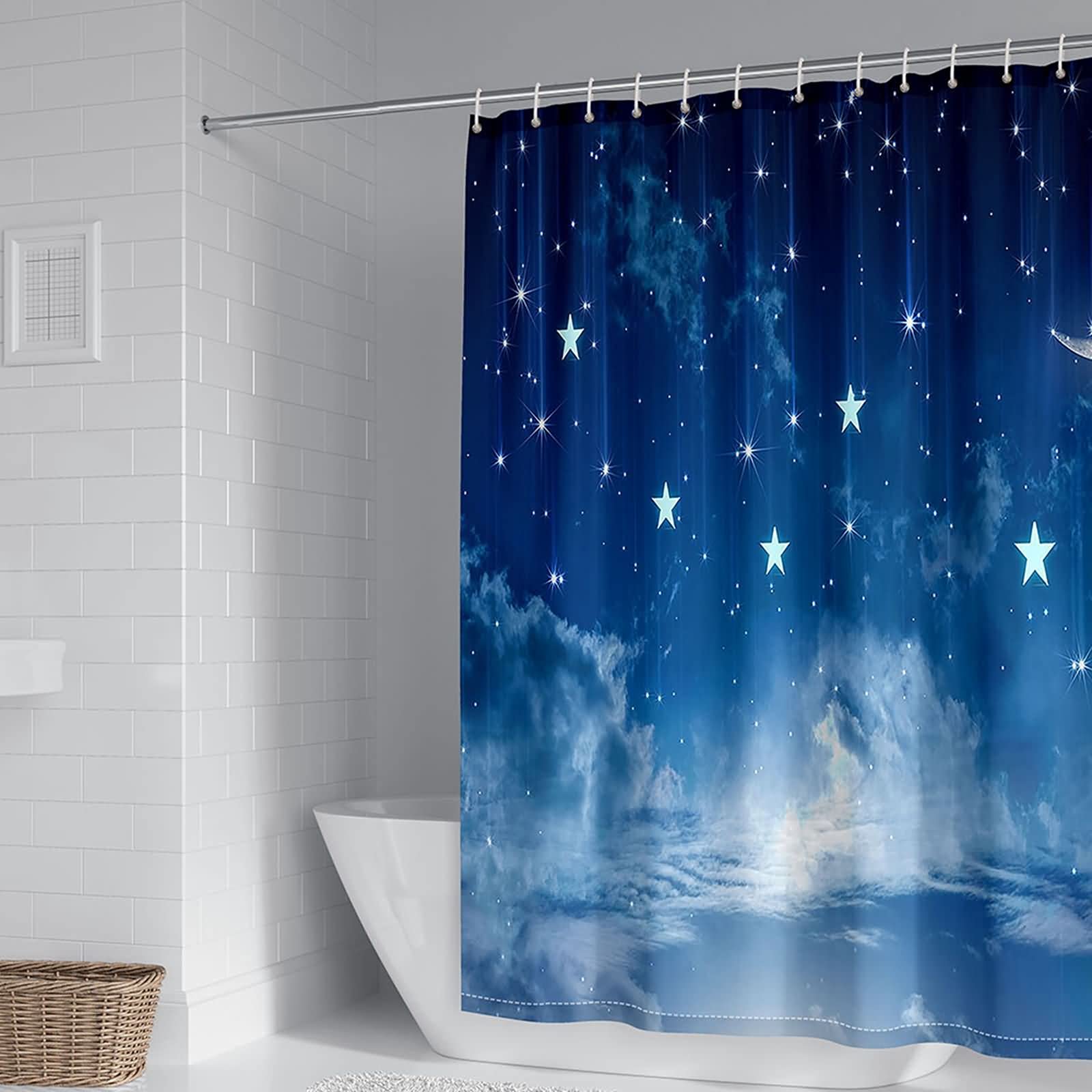 Rideau de douche 165x180cm KnSam évadez-vous sous un ciel étoilé bleu nuit