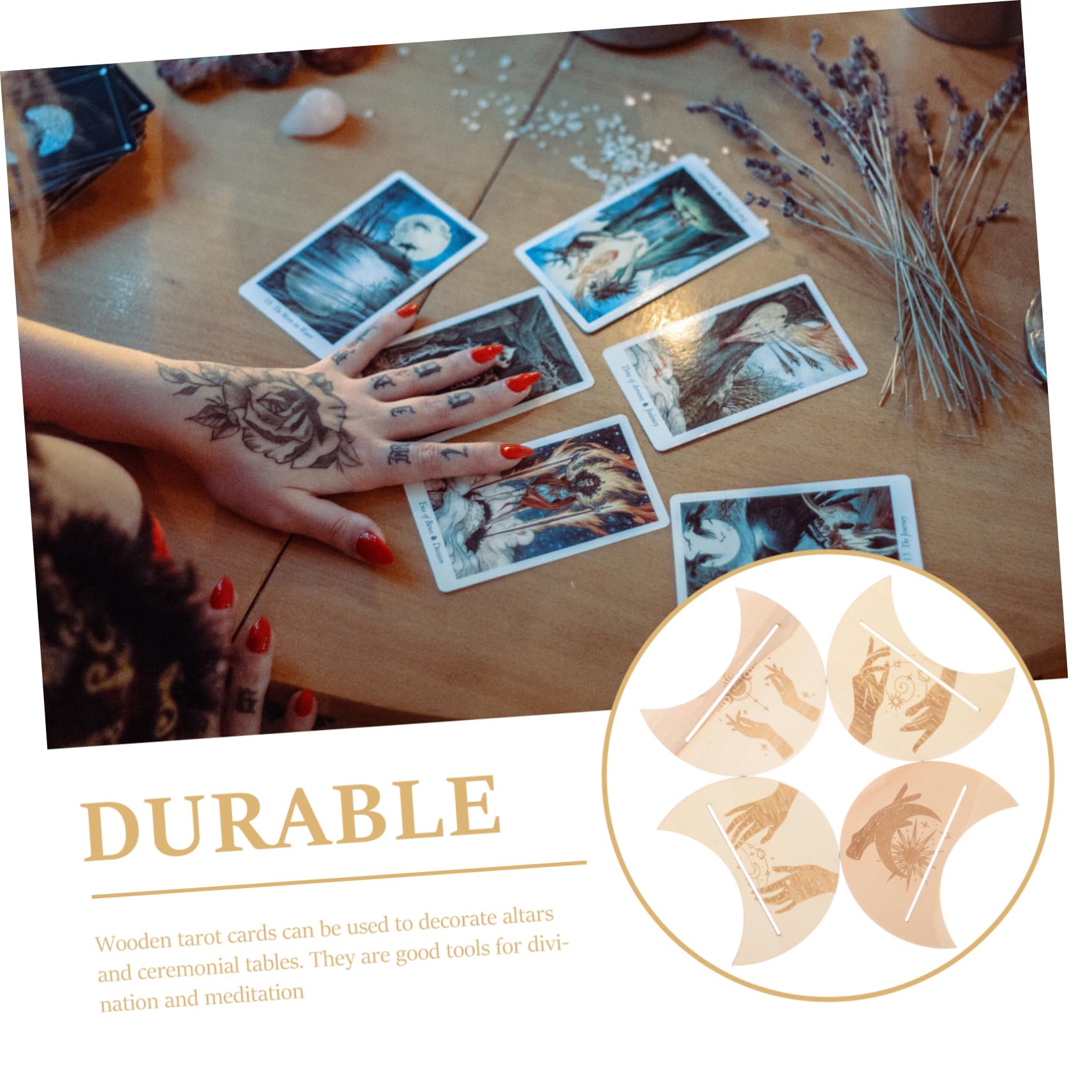 Cabilock 5 Juegos titular de la tarjeta del tarot suministros para juegos de tarot organizador de cartas de tarot de mesa Decoración altar bruja Accesorio adivinación madera tarot de madera