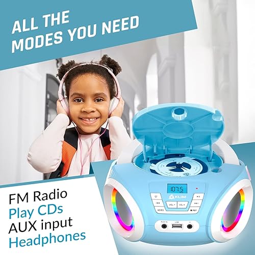 Miniatura 3 de KLIM Candy Kids - Reproductor de CD para niños, radio FM, incluye baterías, Boombox portátil, reproductor de CD para niños, con altavoces, niños