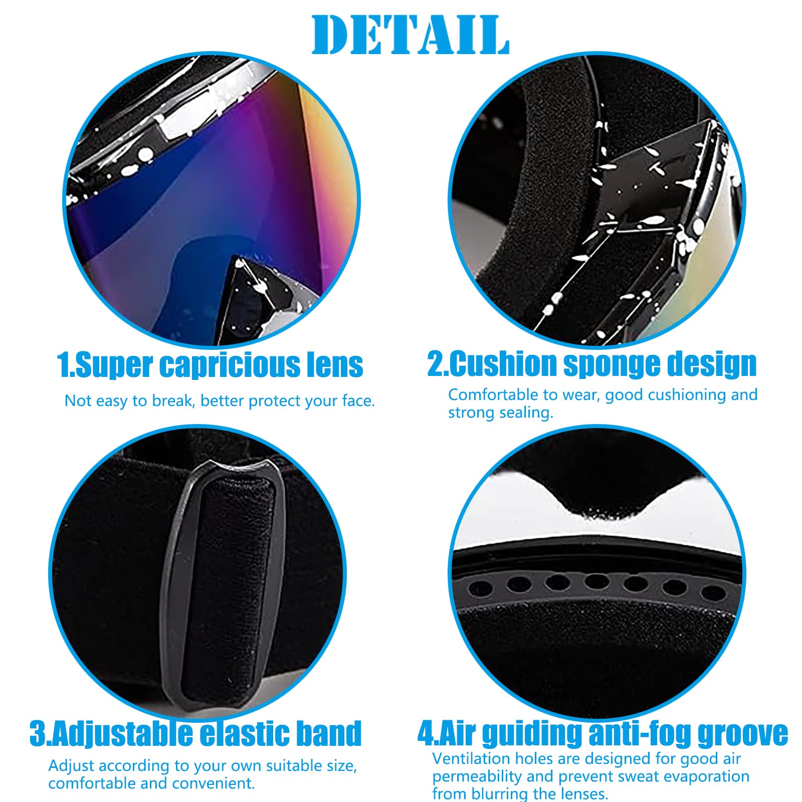 DONGZQAN Masques et Lunettes de Ski, Lunette de Ski Otg, Protection Uv400 Masques de Snowboard pour Hommes & Femme