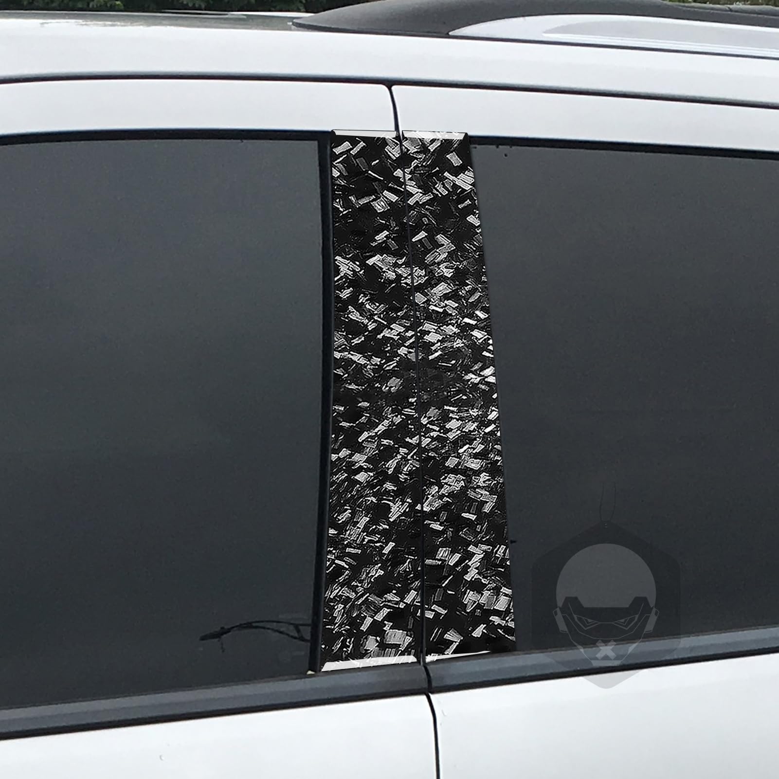 Real Bright Black Forged Carbon Fiber Car Outer A B Pillar Post Door Pull Handle Switch Decoration Kit — view 5