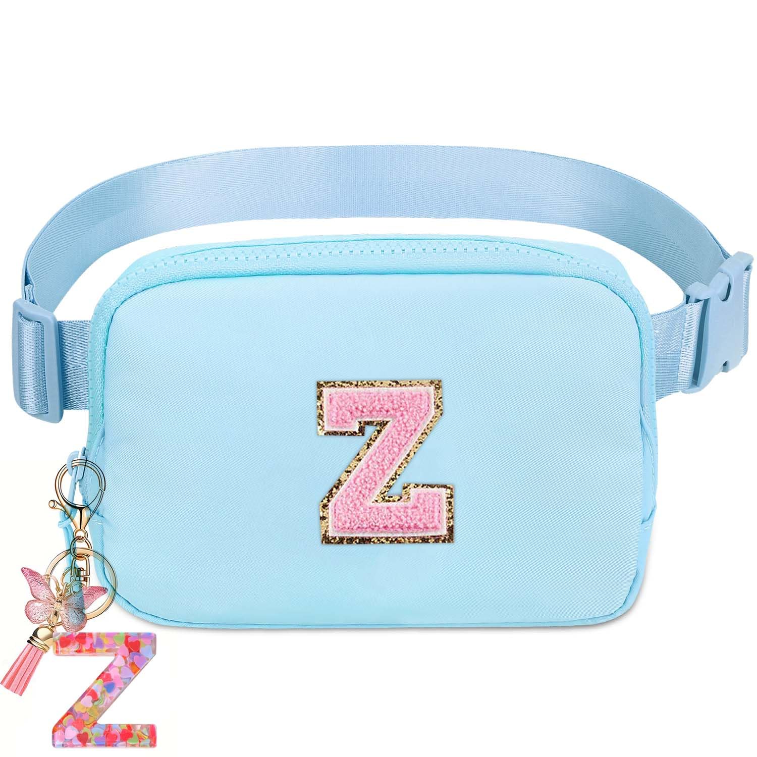 Belt Bag for Girls Gifts - Birthday Gifts for Teenager, Personalized Gifts for Mom Freind Sister Teacher, Graduation GiftsInitial Crossbody Bag Belt Bag for Women Lavender Blue Z
