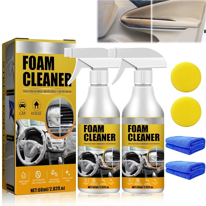 HongChengSM Limpador em Espuma Multiuso para Interior Automotivo e Casa, 60 mL, Pacote com 2