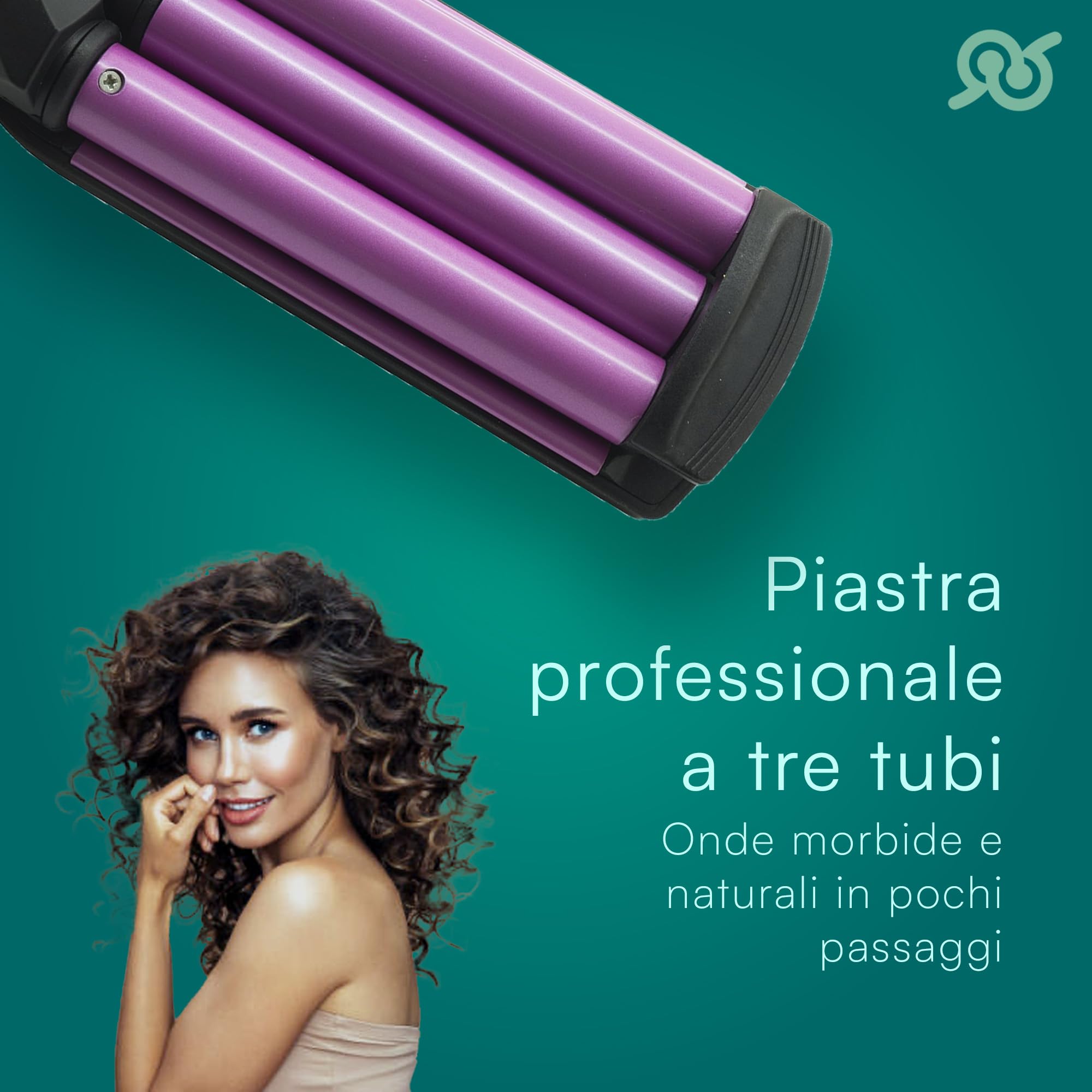 TEMPO DI SALDI Piastra Arricciacapelli professionale a 3 tubi, Max 200°C con Temperature Regolabile 120-160-200°C, Piastra Onde per Capelli per Acconciatura effetto Beach Waves Veloce e Duratura