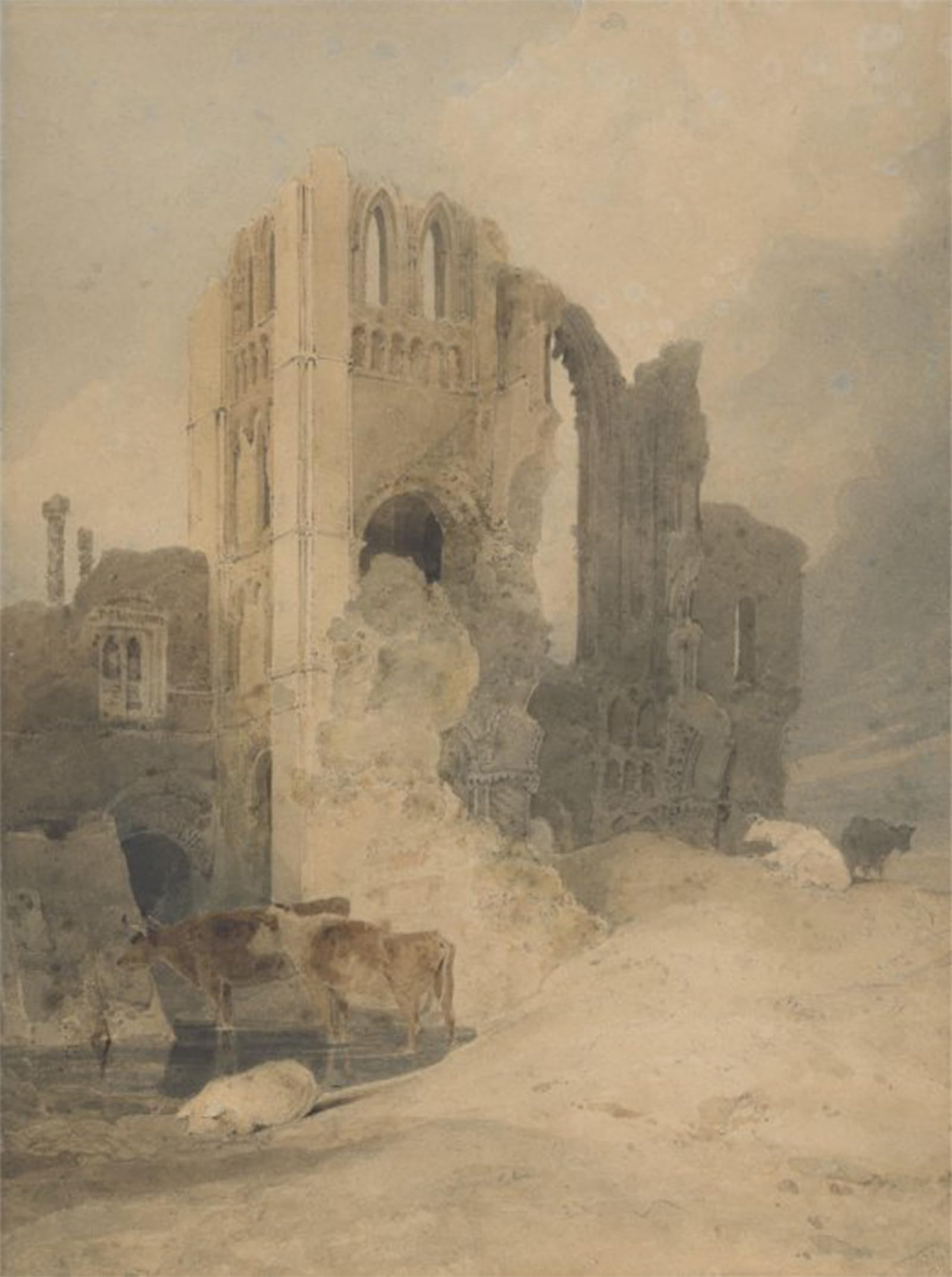 POSTERIIk Vintage Print Pop Art Landscape Artwork Castle Acre Priory by Sell Cotman Art Prints for Office Home Decor 60x90cm