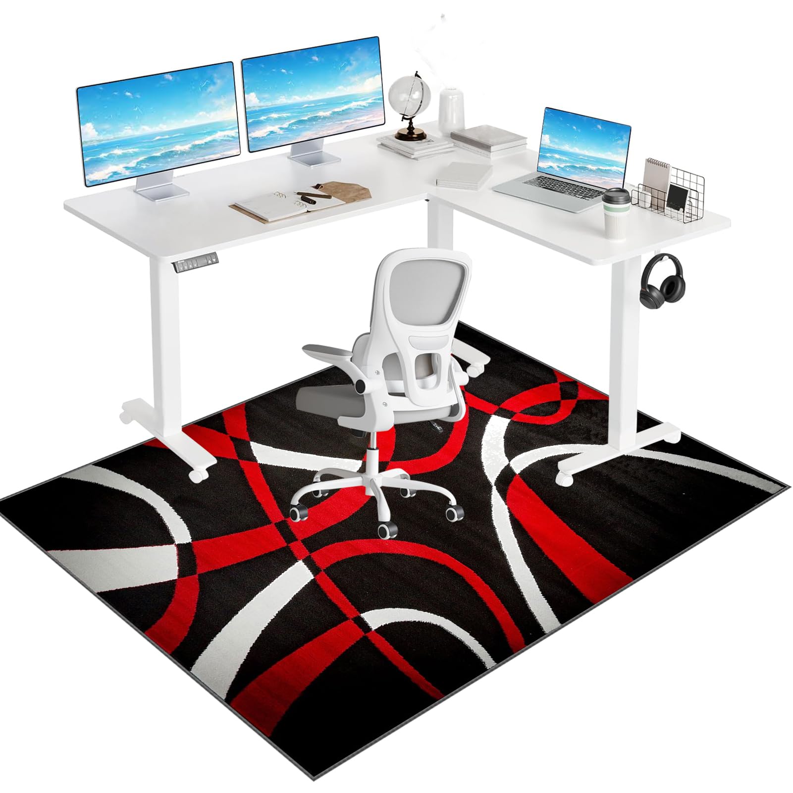 Tkuhknag Desk Chair Mat for Carpeted floors, Low/Medium Pile Carpet Protector Chair Mat Easy Glide, Office Chair Mat for Hardwood Floor Gaming Chair Mat, 160 x 200 cm Chair Mat for Wooden Floors