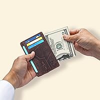 Vista 4 de Oak Leathers Leather Slim Minimalist Wallet for Men & Women RFID Front Pocket Leather Card Holder Wallets