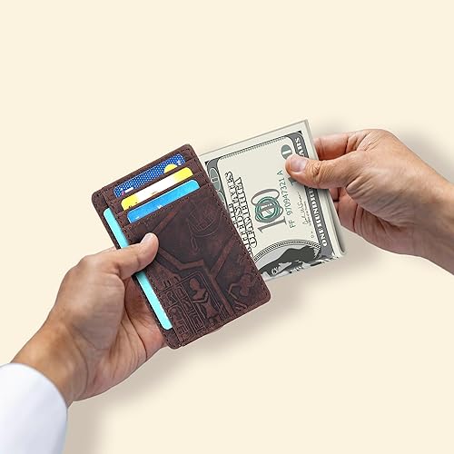 Miniatura 4 de Oak Leathers Leather Slim Minimalist Wallet for Men & Women RFID Front Pocket Leather Card Holder Wallets