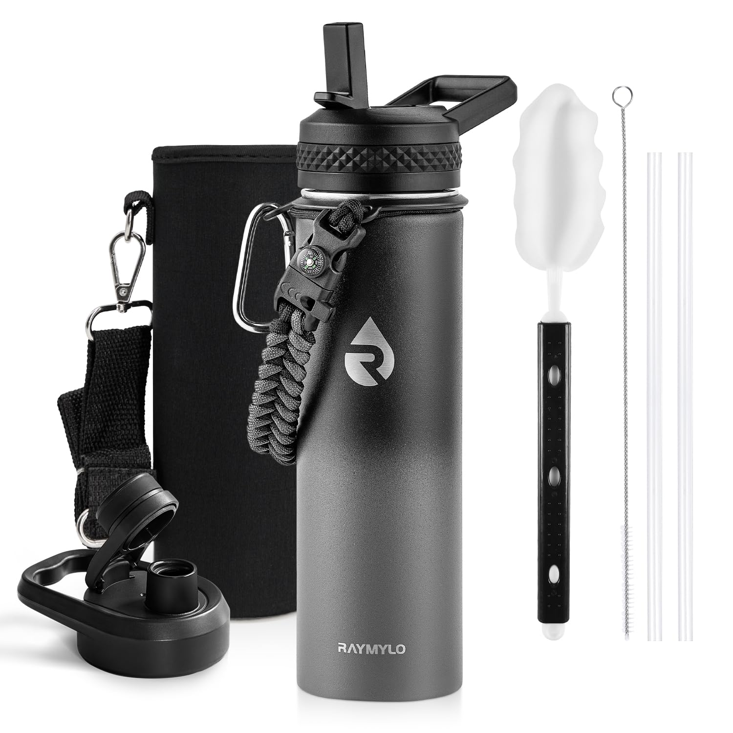 RAYMYLO One Gallon Water Bottle Insulated, Triple Walled Vacuum Stainless Steel (Cold for 48 Hrs), Leak Proof & Non-BPA, Large Water Flask Jug with Paracord Handle & Straw Spout Lids — view 77