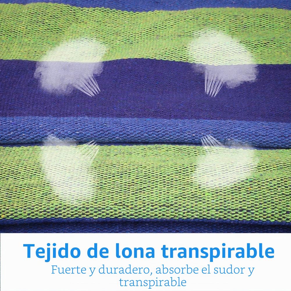 Hamacas Dobles, Hamacas Colgantes Jardin al Aire Libre Cama Portátil de Lona con Cuerdas para Acampar Capacidad de 300kg, para Jardín Patio Trasero Playa Mochileros,280 x 150 cm,Azul