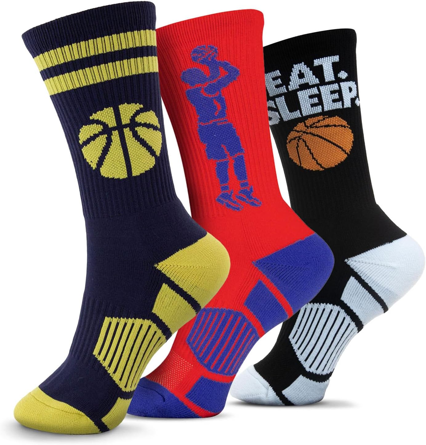 ChalkTalkSPORTS Basketball Performance Crew Socks - Multiple Designs & Colors - Youth & Adult - Basketball Mid-Calf Socks