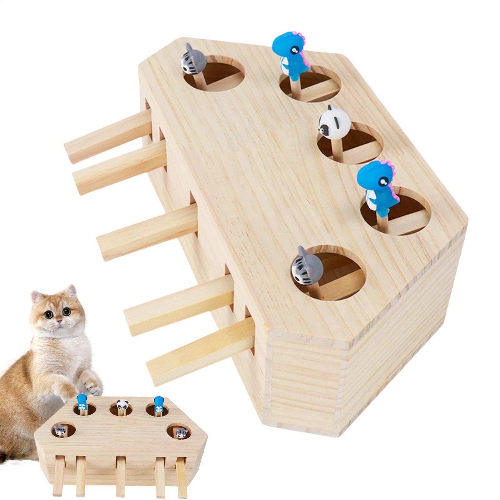 Jouet interactif à gratter pour chat griffoir bois 31,5x10x13cm exercice
