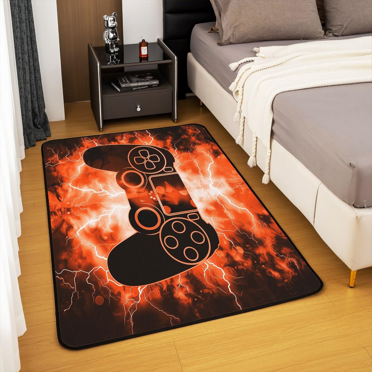 Loussiesd Zestaw mat podłogowych do gier dla dzieci, chłopców, konsola do gier wideo, salon, dywanik 150 x 200 cm, gra, gracz, gracz, kontroler, wycieraczki, mata podłogowa dla chłopców i dziewcząt