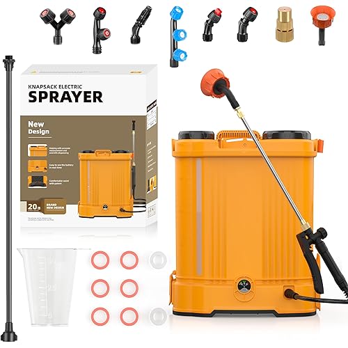 Battery Powered Backpack Sprayer 5 Gallon,90 PSI Electric Garden Sprayer with 8 Nozzles & Telescoping Wand,Weed Yard Sprayer Compatible with Dewalt 20V 2.6Ah Battery (Battery not Included)