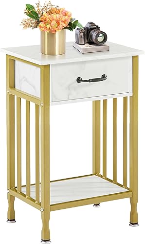 Miniatura 65 de VECELO Mesitas de noche, mesa auxiliar industrial/mesas auxiliares con cajón y estante de almacenamiento, mesitas de noche para dormitorio, sala de