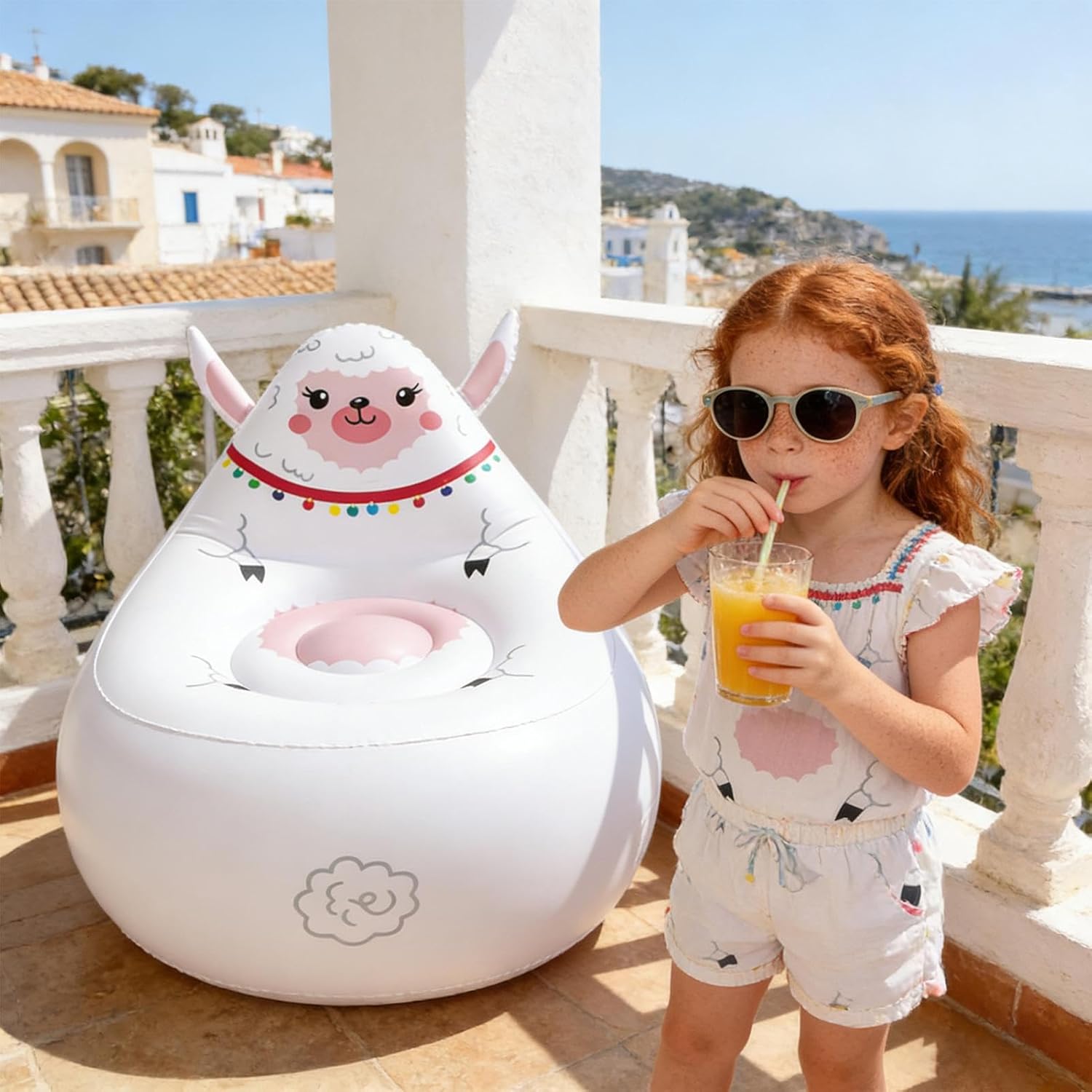 空気で膨らむソファ - 折りたたみ動物形チェア - アウトドアで使用できる快適なソファ - お子様のキャンプ、パティオ、ビーチ、旅行