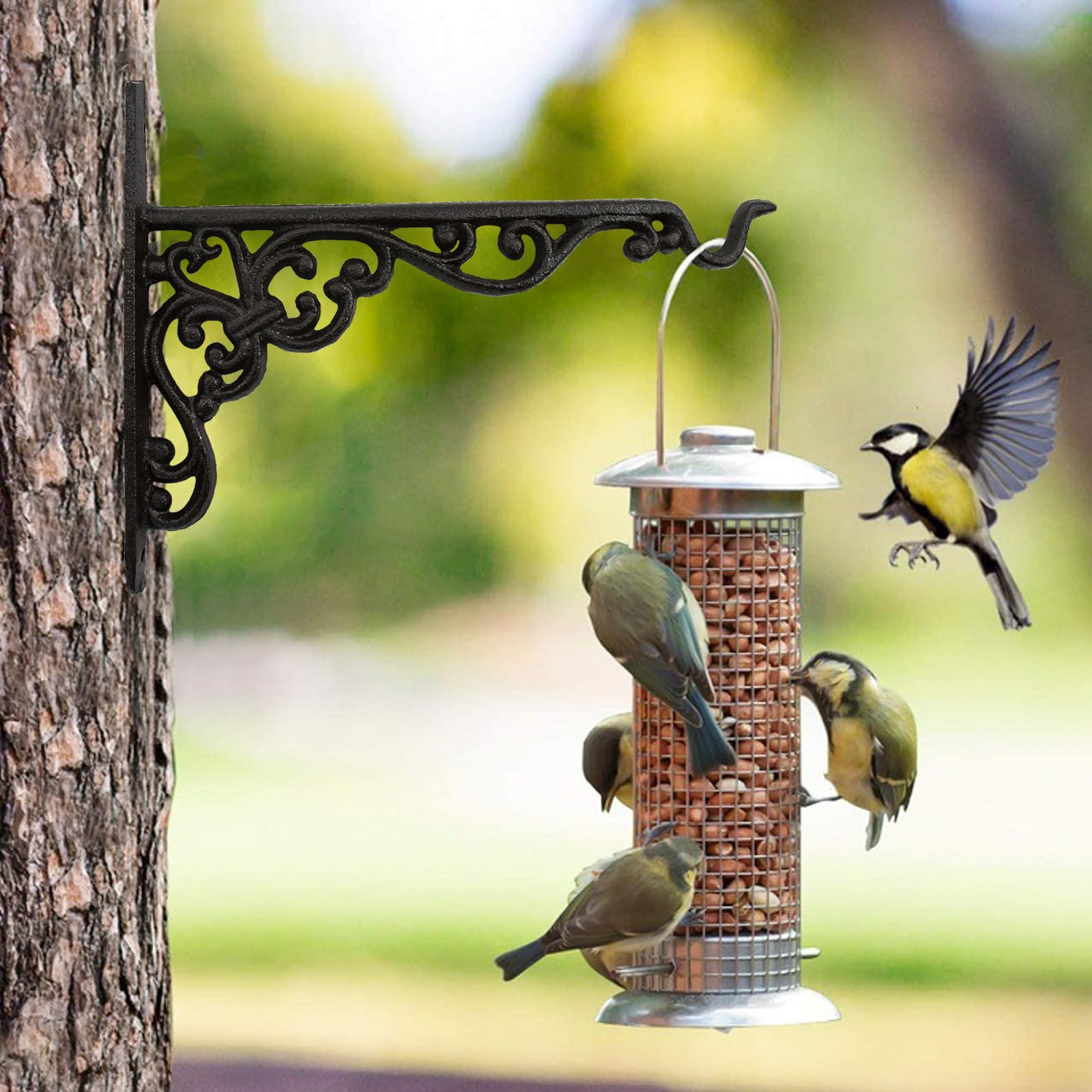 Staffa per piante da appendere in ferro battuto, ganci da parete per piante appese, mangiatoia per uccelli, lanterna, campanelli a vento (2)