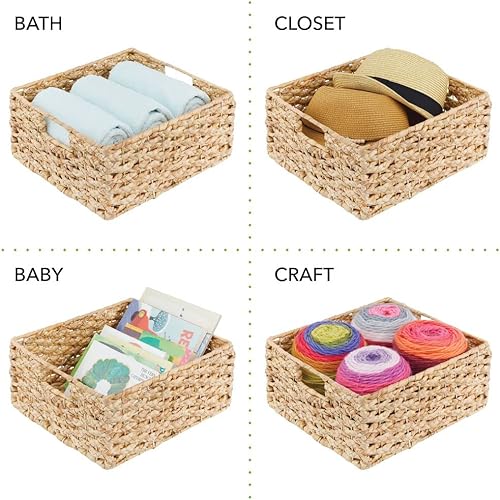 Miniatura 5 de mDesign Hyacinth - Canasta de cocina trenzada con asas integradas para organizar la despensa de la cocina, gabinetes, armarios, encimeras, estantes,