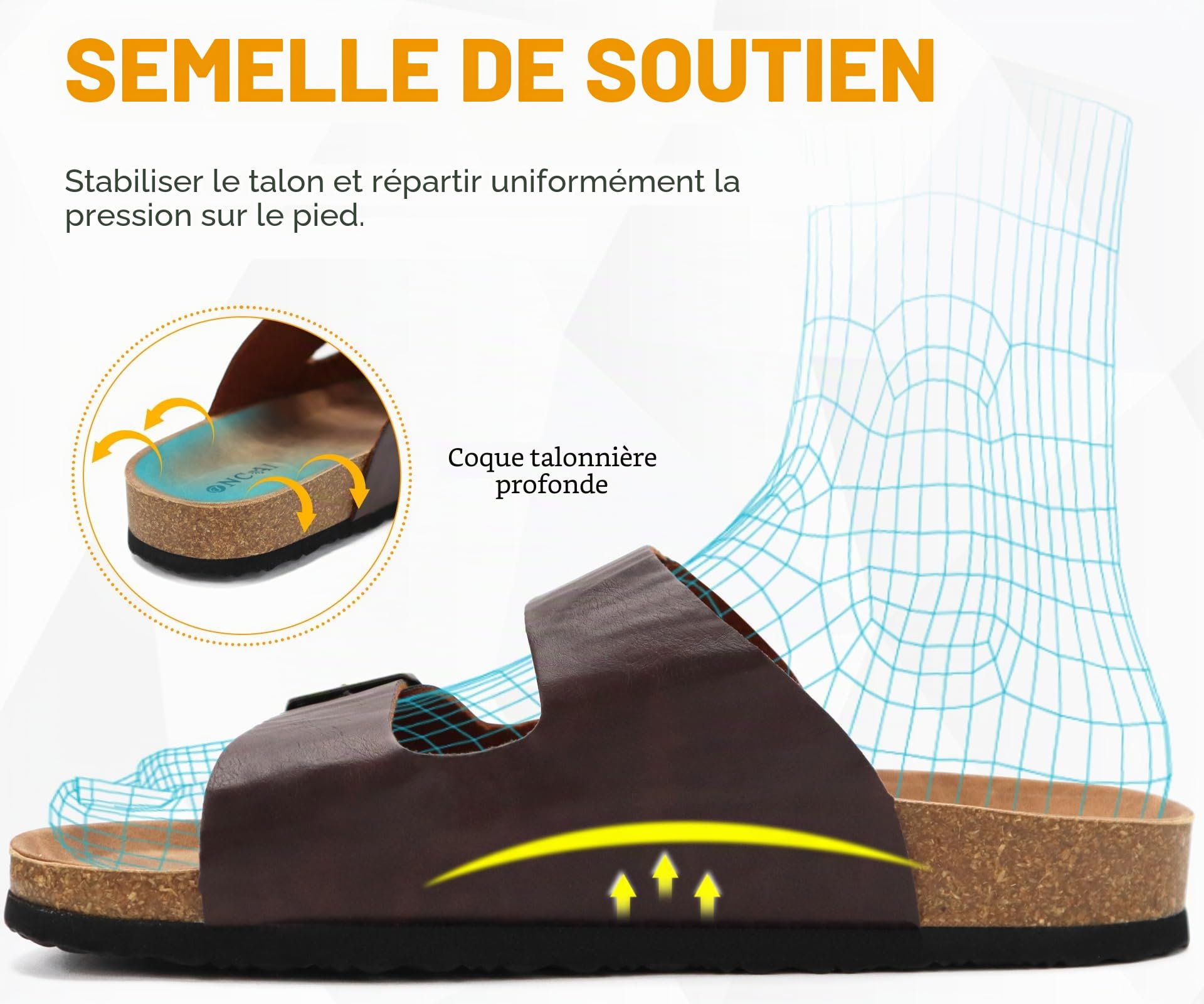 ONCAI Homme-Mules-Sandales-Claquette-Slide-Sandales de Plage Loisir Bout Ouvert Chaussures de Plage Antidérapant Été Confortable Chaussons