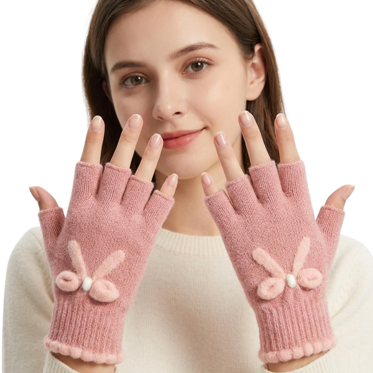 Huntsmans Winter Woolen Half Finger Warm Gloves for Women/Finger Cut hand gloves-image-28