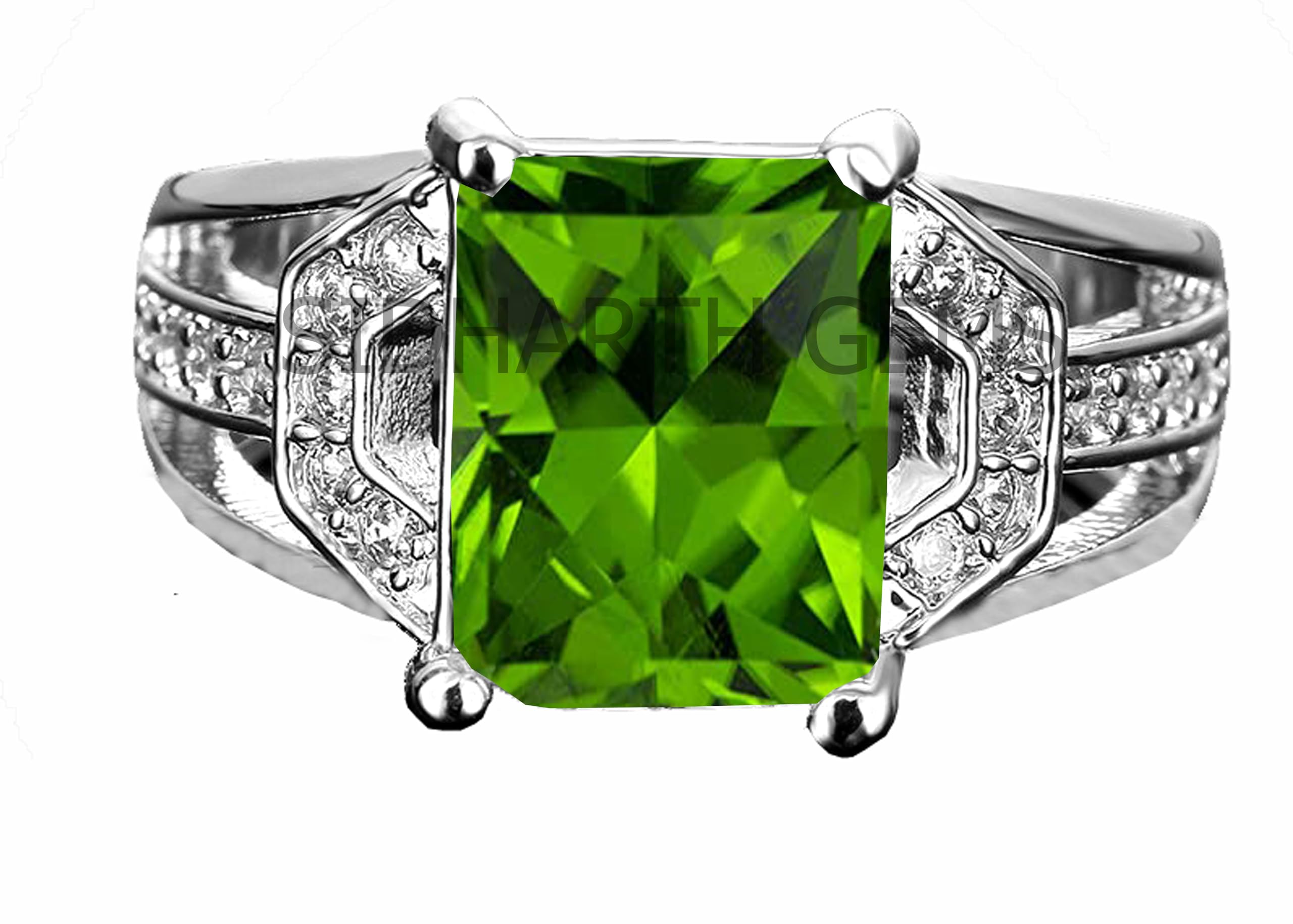 Anillo de plata ajustable con peridoto natural Ceilón de 10,62 ct 5