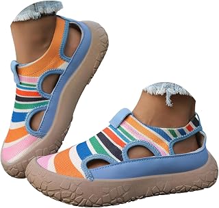 Generic Women's Striped Knit Slip On Sandals Cutout Casual Sneakers Platform Shoes
