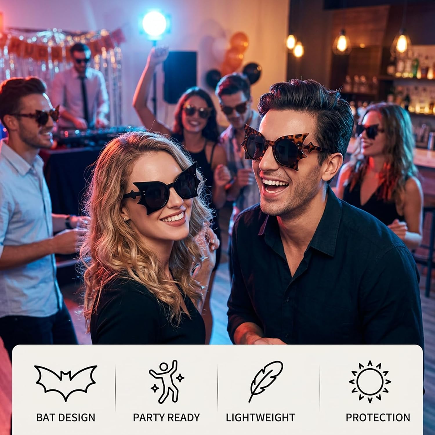 3 Pcs Bat Sunglasses, Goth Sunglasses for Halloween Parties and Cosplay Events, for Themed Celebrations and Social Media Photography
