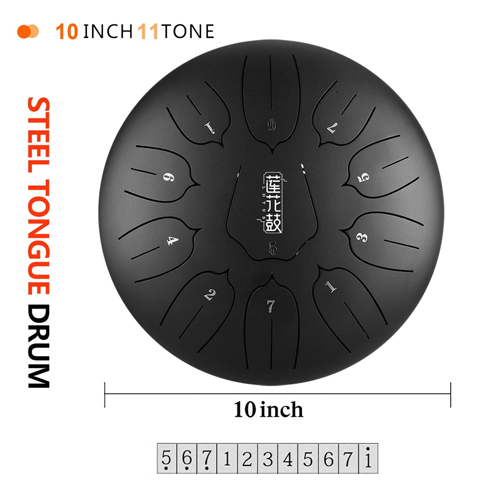 11 Anmerkungen Stahlzunge Trommel 10 Zoll Handbecher Harmonische Percussion Instrument für Meditation Yoga Zen, Mallets/Reisetasche/Handbuch, Geschenk für Anfänger Musikliebhaber (Color : B)