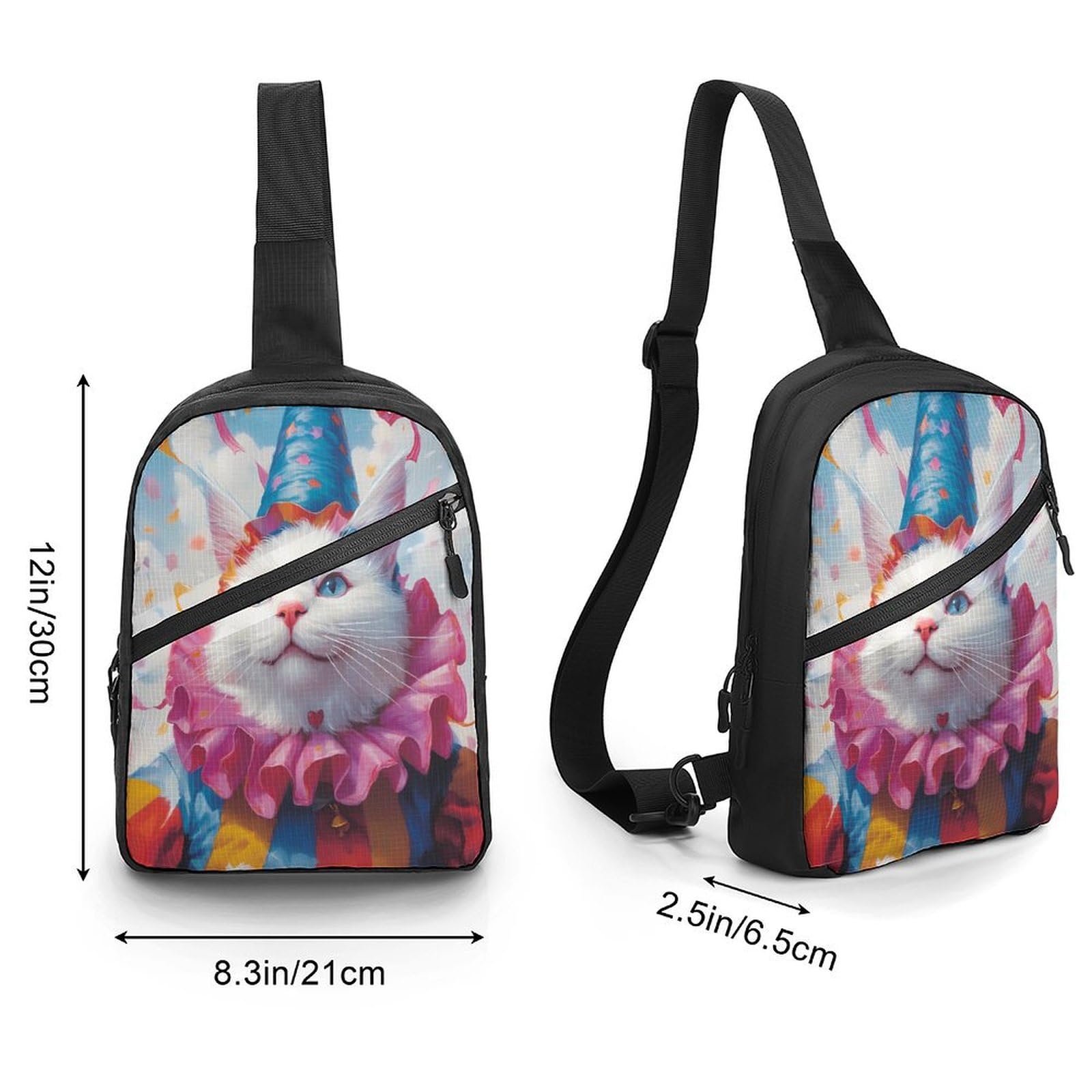 Cat Clowns Halloween Chest Bag Foldable Crossbody Unisex Pack Travel Hiking Adjustable Shoulder Straps Sling Bags