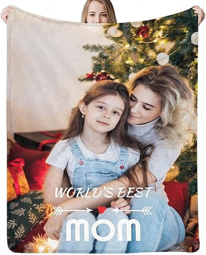 D-Story Manta personalizada con imagen personalizada fabricada en Estados Unidos, 1 manta de fotos personalizada para madres, padres, Navidad, día