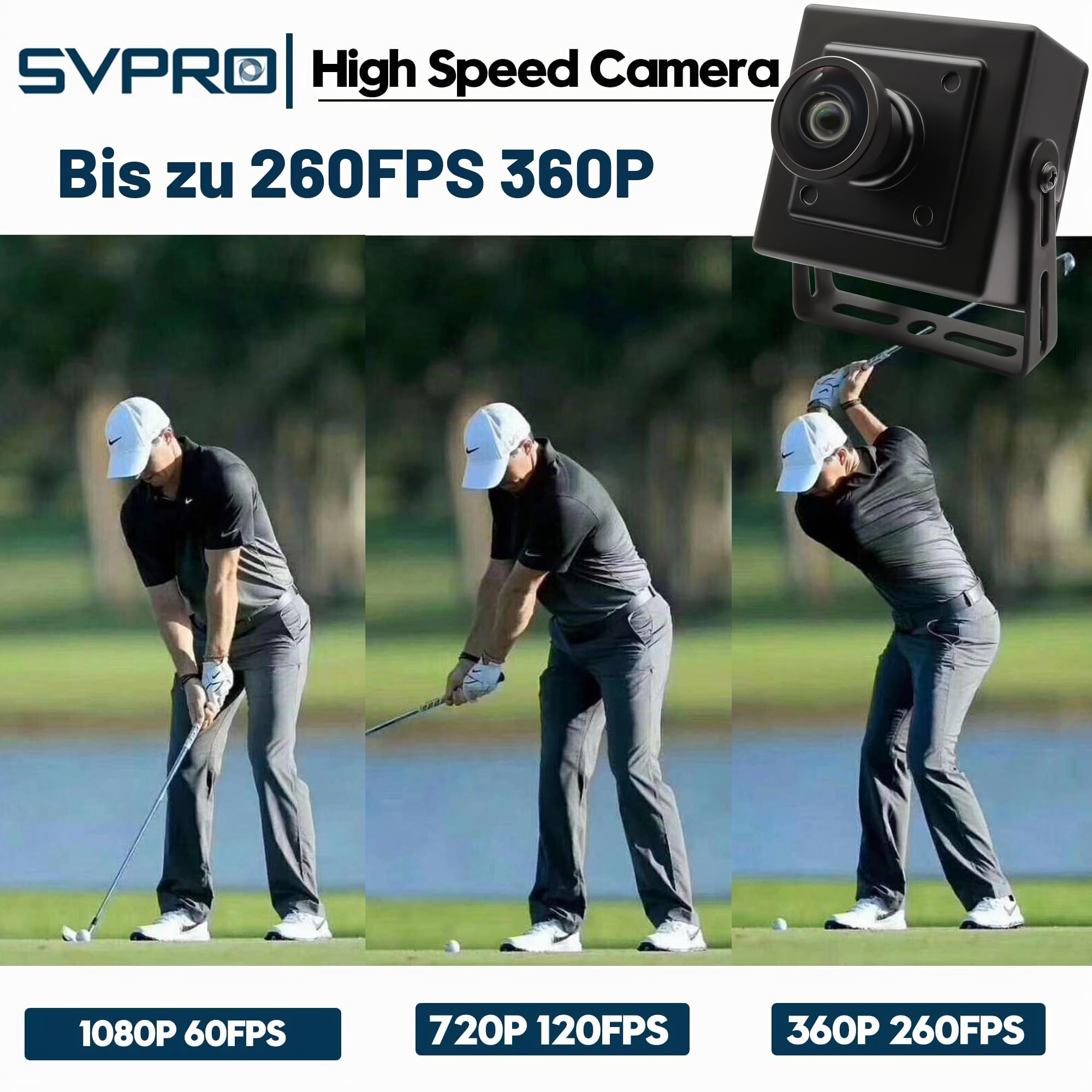 Svpro High Speed USB Kamera für Computer 1080P 60fps,720P 120fps,360P 260fps Machine Vision Industriekamera 120Grad Weitwinkel Lighturn Kamera USB2.0 Sicherheitskamera für Windows Linux Android MacOS