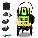 TOMAHAWK® Professional TLL-A-05, 5 Line 3D Horizontal and Vertical Green Laser Cross Self Leveling Laser Level – IP54 Dustproof/Waterproof, Rechargeable