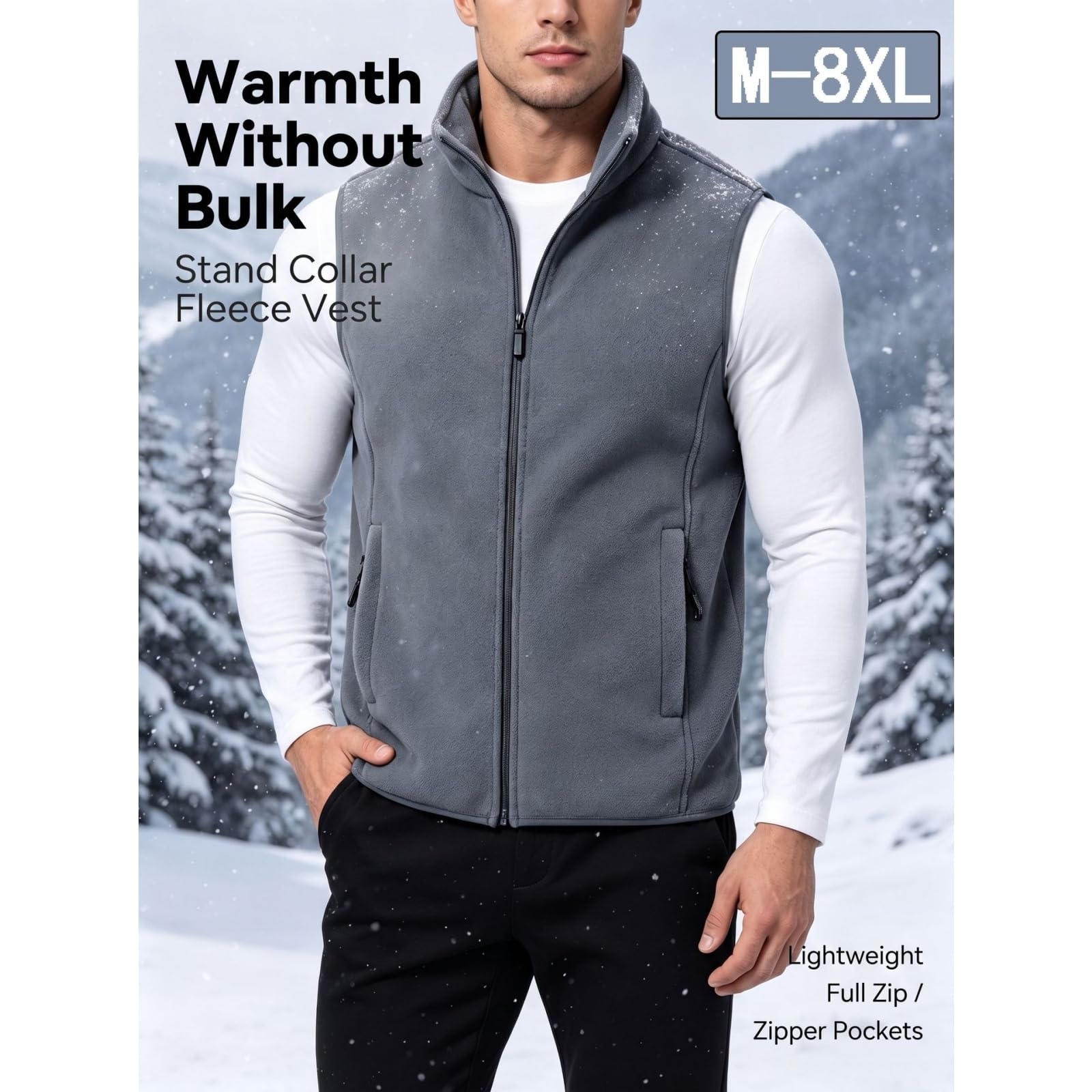 Gilet in Pile Uomo Morbido Caldo Antivento Giacca Senza Maniche Smanicato