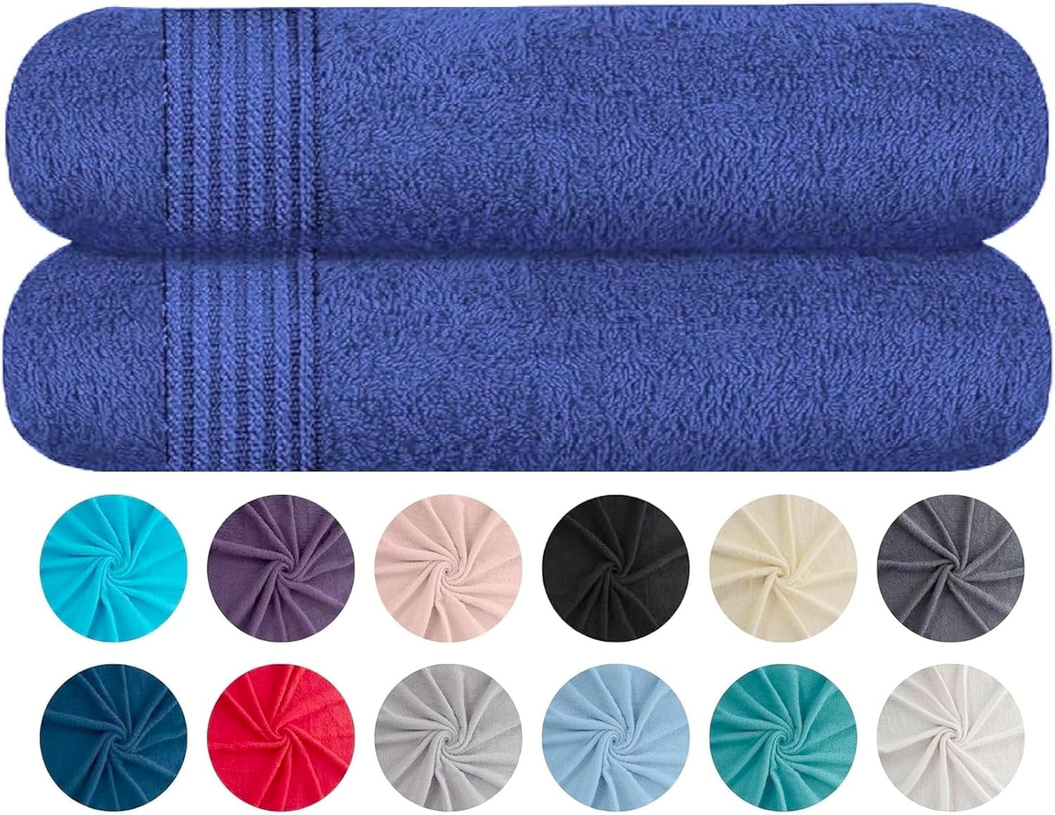 EDB Set of 2 Jumbo Bath Towels Sheets 100% Cotton (75 x 150 cm, 500-GSM) Quick Dry Gym, Spa, Hotel Quality Large Size Bathroom Towels (Blue)