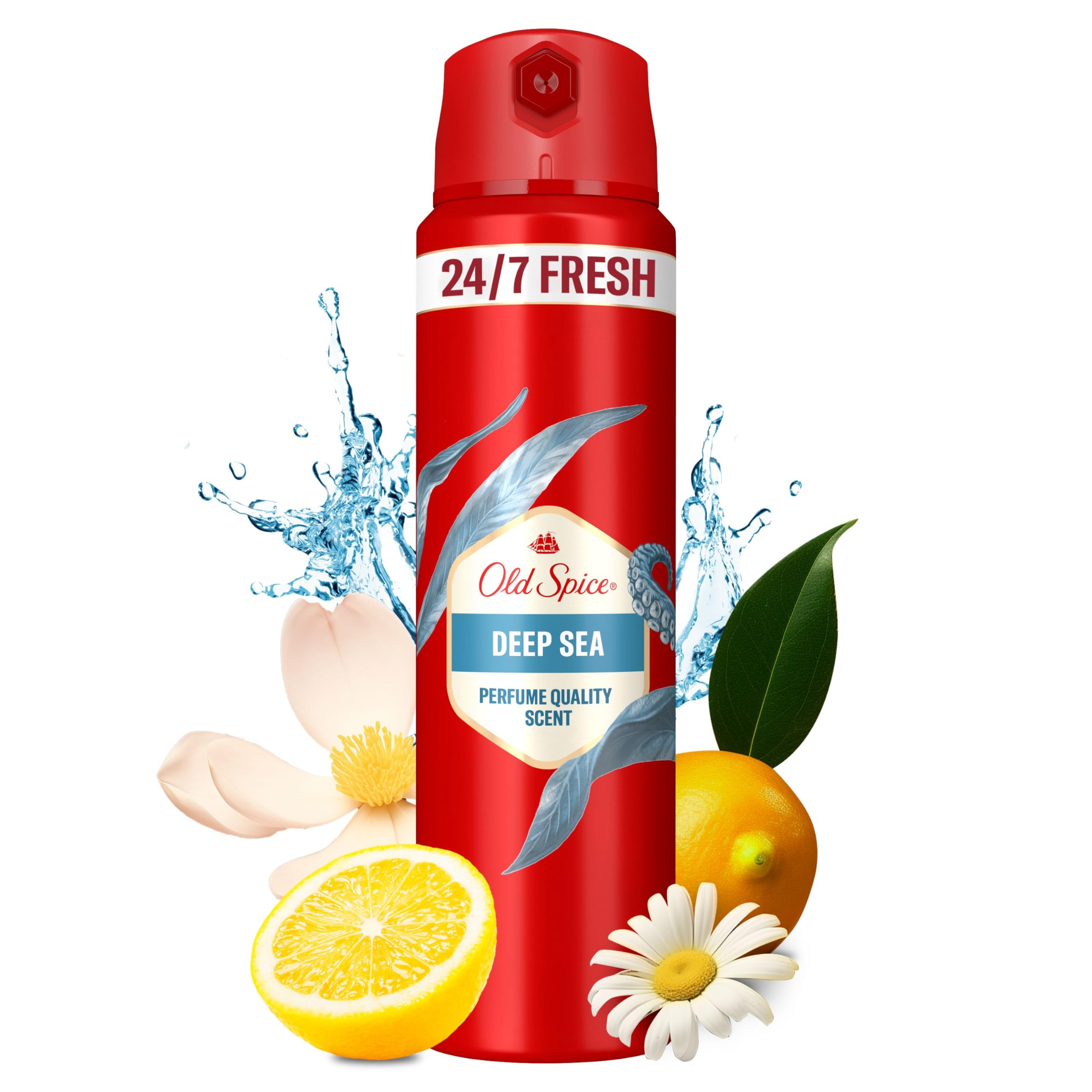 Old Spice Deep Sea Desodorante Corporal En Spray Para Hombres 150 ml, Fresco 24 Horas, Todos Los Días Con Uso Diario, Perfume Duradero, Fragancia Excepcional, Protección Contra El Mal Olor