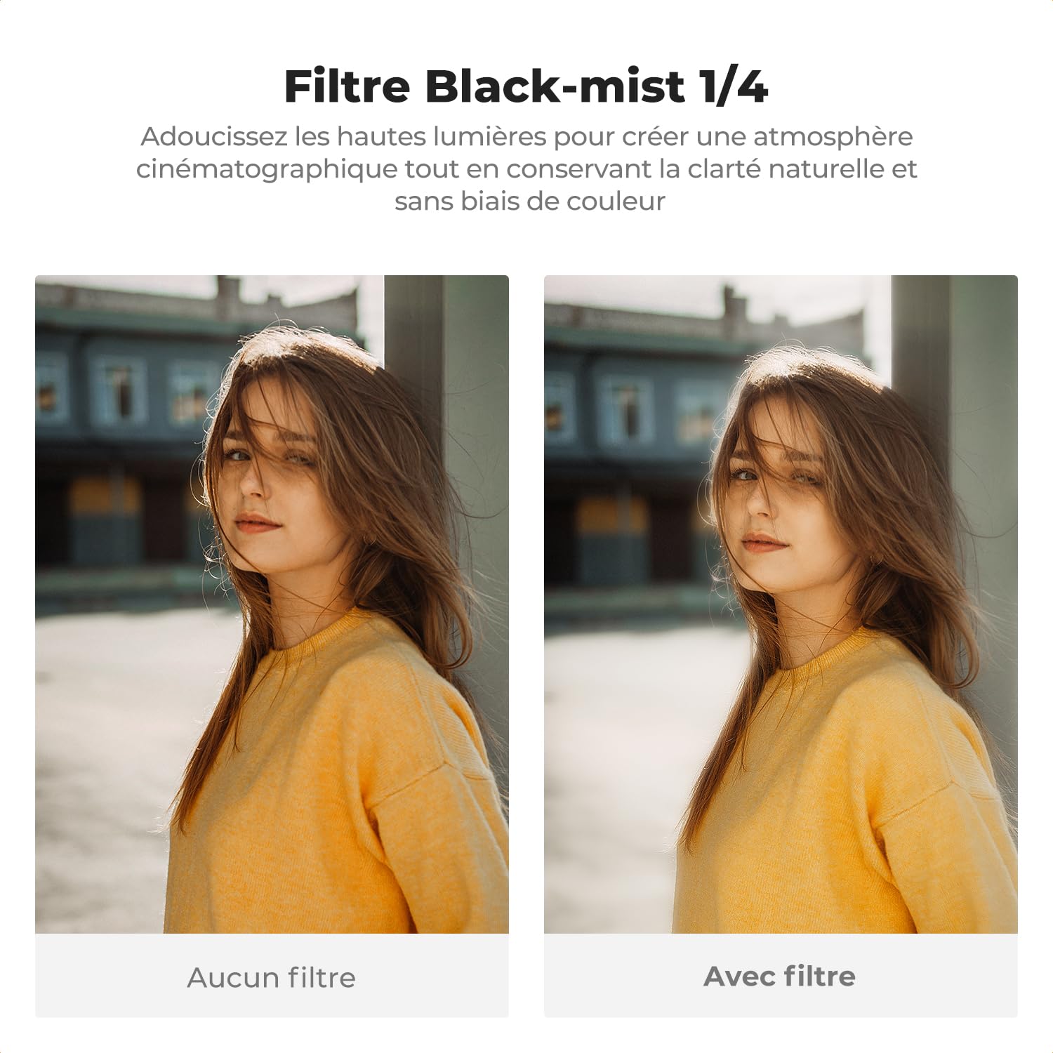 K&F CONCEPT Filtre Black-Mist Diffusion et Bouchon et Pare-Soleil Compatible avec Fujifilm X100/X100F/X100S/X100T/X100V/X100VI/FX100/SX100/TX100/X100V Noir