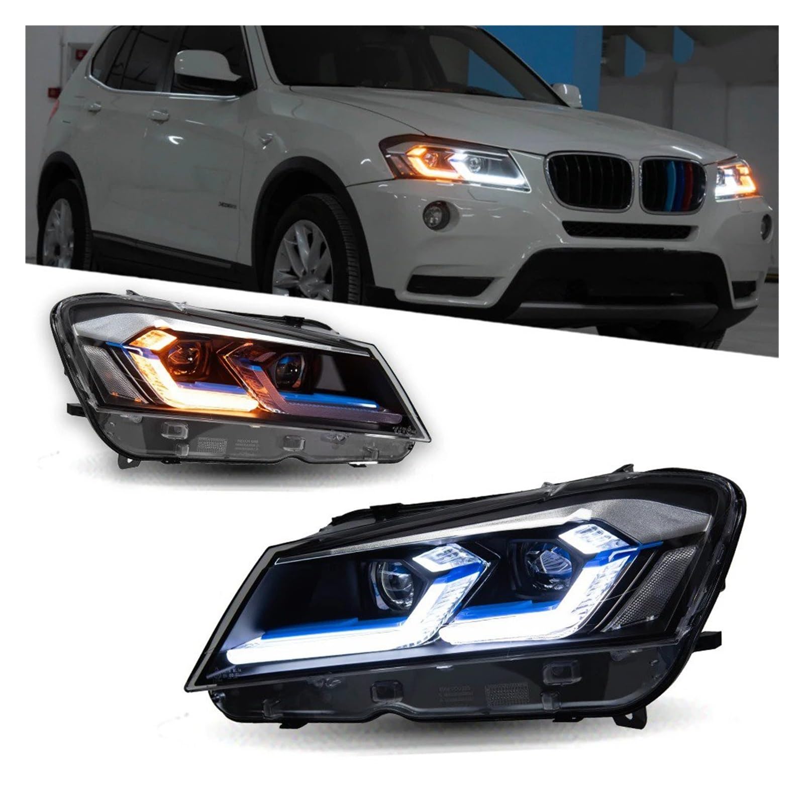 Faro Proiettore Anteriore 1 Coppia Per X3 F25 2010 2011 2012 2013 Gruppo Ottico Anteriore LED Per Auto Proiettore Segnale DRL(Xenon A,RHD)