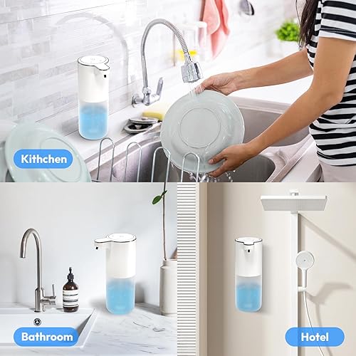 Miniatura 9 de Dispensador automático de jabón líquido, dispensador de jabón de espuma sin contacto, recargable de 13.5 onzas, montado en la pared, inteligente