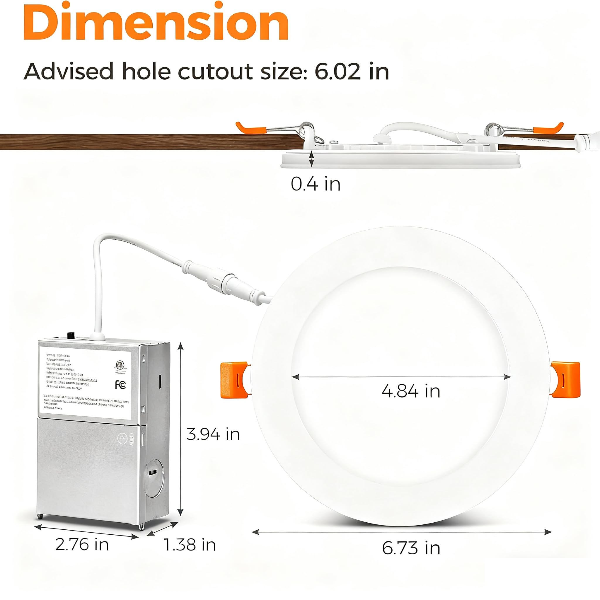 12Pack 4 Inch 5CCT LED Recessed Ceiling Light with Night Light 2700K 3000K 3500K 4000K 5000K Selectable Ultra-Thin — view 8