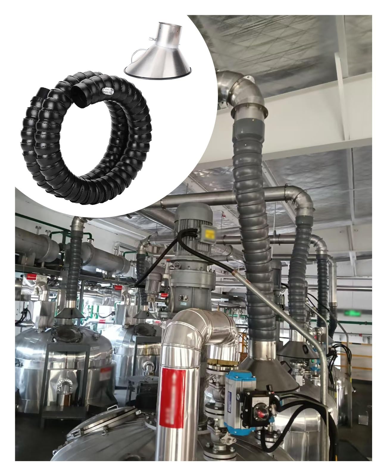 Manguera de ventilación Manguera Extralarga Con Campana Extractora De Polvo, Brazo Flexible De Extracción De Humos, Kit De Manguera Y Accesorios Para Recolección De Polvo(Id 45MM(1 7/9 In))