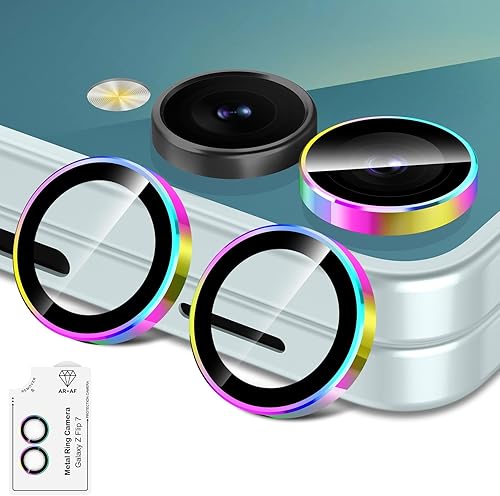 Miniatura 52 de Protector de lente de cámara para Samsung Galaxy S25 FE, cubierta individual de lente de vidrio templado con anillo de metal, [fuerte adsorción]