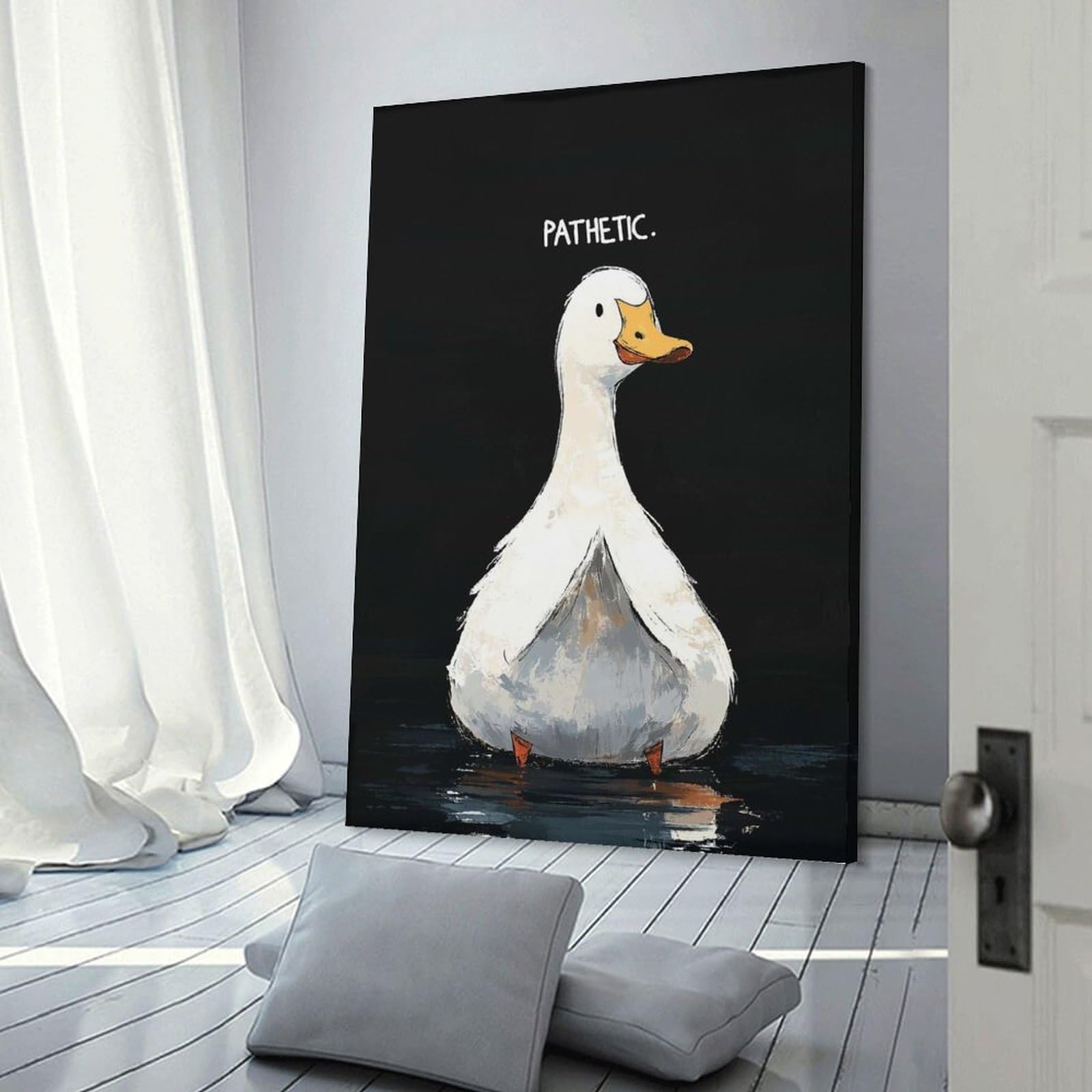 Junmoney Frame-Style-19 Pathetic Duck Wall Picture Print, 16X24inch(40X60cm), For Lounge, Study, Hallway Or Flat Walls, Canvas Wall Art That Fits Changing Layouts
