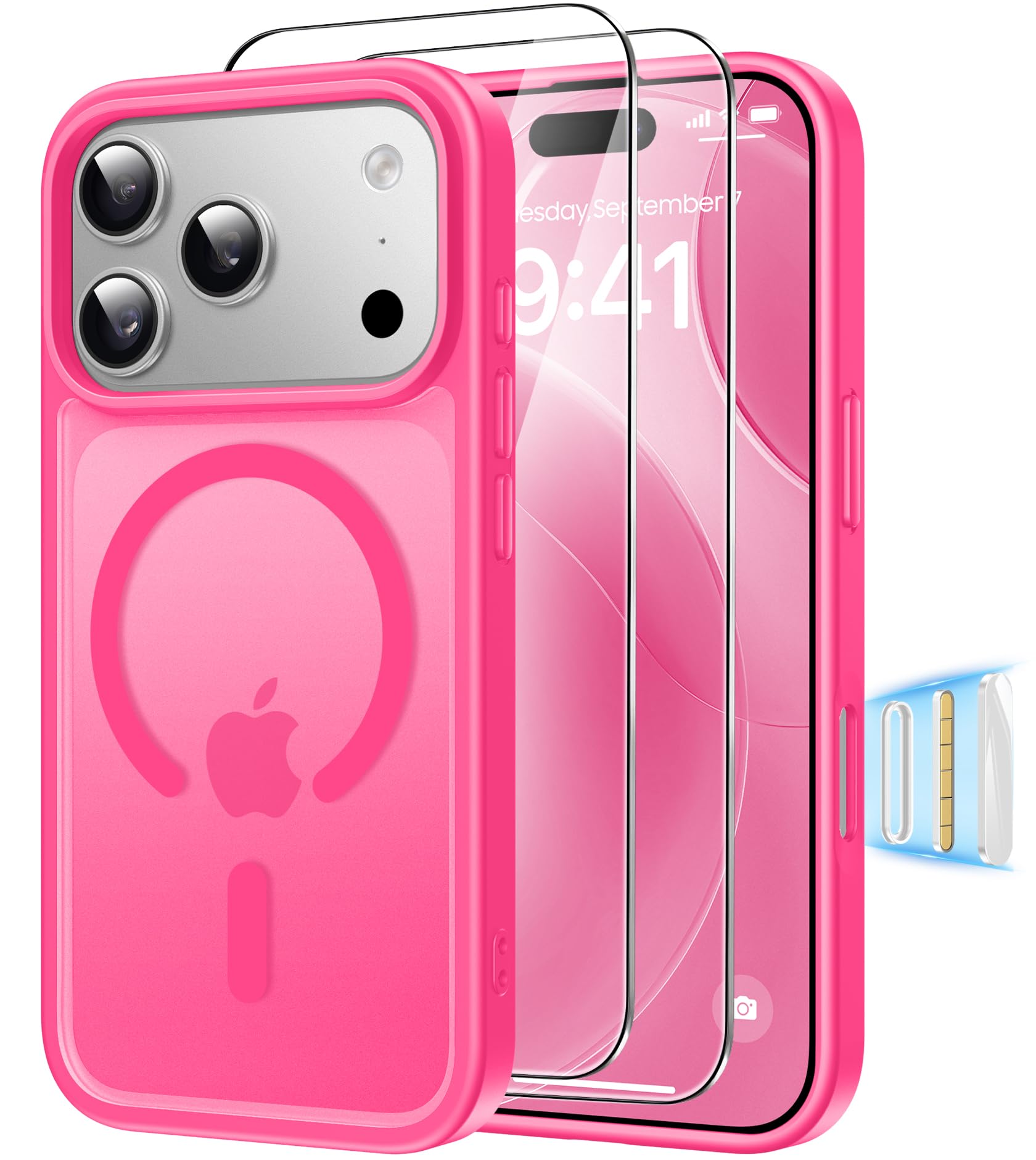 Magnética Funda para iPhone 17 Pro Compatible MagSafe con 2 Cristal Templado, Control de Cámara, Protección Carcasa Antigolpes Anti-Amarillo Tapa Case iPhone 17 Pro, Transparente — view 30